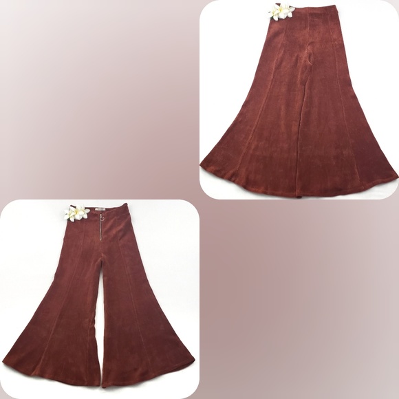 Zara Flared Cropped Pants Culottes Fitted Waist - Picture 2 of 7